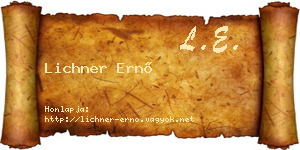 Lichner Ernő névjegykártya